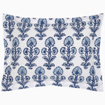 The Ojas Indigo Organic Duvet by John Robshaw features a blue and white symmetrical botanical design, crafted from organic cotton percale. - 31272409759790