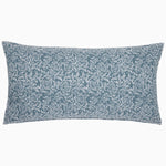 Avni Slate Bolster by John Robshaw: A rectangular blue hand-printed pillow featuring a white floral pattern. - 31272599093294