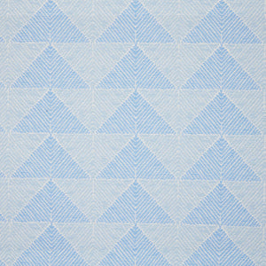 A Farzu Light Azure Performance Fabric with triangles, perfect for indoor and outdoor use, by John Robshaw.