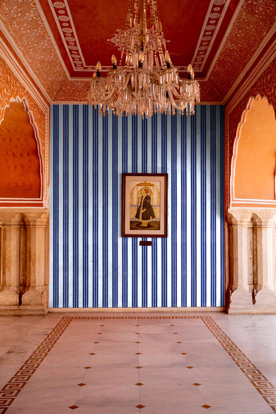 Vintage Stripe Indigo Wallpaper