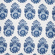 A blue and white floral pattern on a white background featuring small Adira Indigo Outdoor Decorative Pillows from John Robshaw.