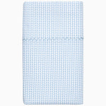 A Cinde Light Indigo Organic Sheet Set by John Robshaw, with a chevron pattern made from 100% cotton percale. - 29299610124334