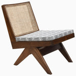 A vintage John Robshaw wooden chair with a woven seat, the Armless Easy Chair in Faris Gray. - 29410468397102