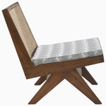 A vintage wooden John Robshaw chair with a woven seat, the Armless Easy Chair in Faris Gray. - 29410468429870