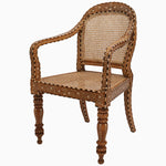 A Bone Inlay Cane Chair by John Robshaw, with a cane back and arms, upholstered in Indian hard wood. - 29413896093742