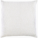 A white pillow with an Organic Hand Stitched Sand Quilt cover embellished with hand stitched beads by John Robshaw. - 28009904406574