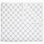 A Layla Gray Quilt by John Robshaw, made of cotton voile, with a grey and white pattern reminiscent of Mughal gardens. - 29981024354350