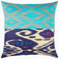 Light Blue Diamond Ikat Pillow - High Quality Image of 