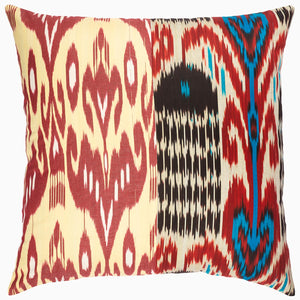 Red Dark Combo Ikat Pillow