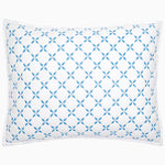 A Layla Azure Quilt pillow by John Robshaw with a blue and white geometric pattern. - 29981019865134