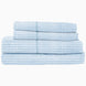 John Robshaw's Cinde Light Indigo Organic Sheet Set is a blue and white chevron sheet set made of 100% cotton percale.