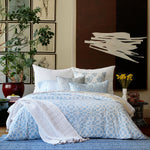 A comfortable Woven White King Euro comforter made from soft fabric with pillows on a bed. (John Robshaw) - 15533500497966