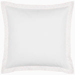 A white Stitched Blush Organic Sheets pillow with embroidered designs by John Robshaw. - 28765998710830