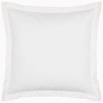 A white Stitched Blush Organic Sheets pillow with embroidered designs by John Robshaw. - 28765998710830