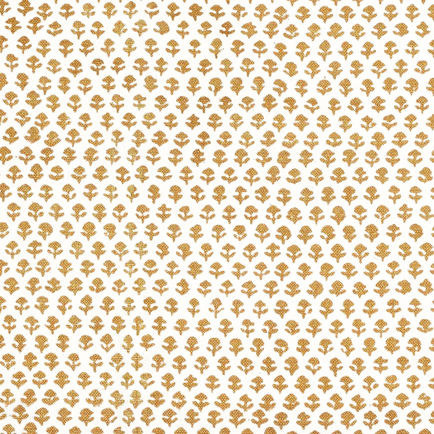 A Bindi Gold Fabric with a gold and white pattern on traditional hand block printed fabrics by John Robshaw.