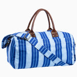 A blue and white striped Vintage Stripe Duffle Bag made of cotton canvas by John Robshaw. - 30253964591150