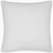 A white pillow hand stitched with gold dots on a John Robshaw Organic Hand Stitched Moss Quilt.