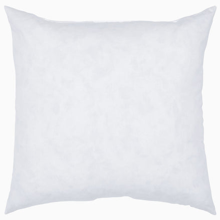 A hypo-allergenic John Robshaw white pillow made with down-proof fabric on a white background.
