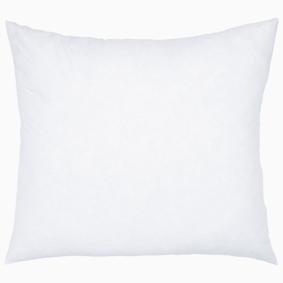 A John Robshaw hypo-allergenic white pillow on a white background.