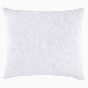 A comfortable John Robshaw Woven White King Euro pillow on a fabric background.