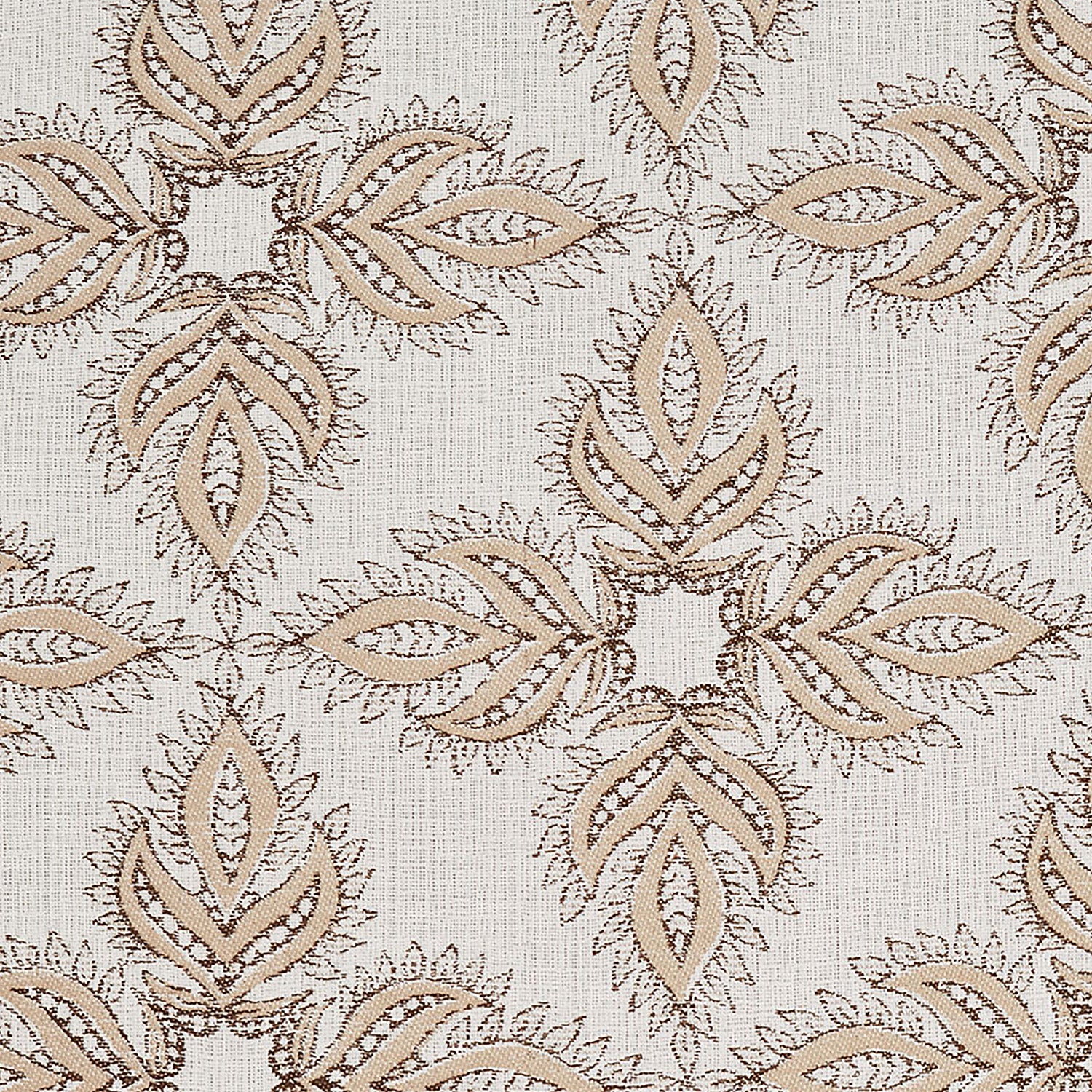 A floral fabric with a beige and brown color scheme, such as the Diba Sand Performance Fabric by John Robshaw.