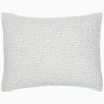 A white Organic Hand Stitched Moss Quilt pillow with hand stitched green dots on organic cotton voile by John Robshaw. - 28214845243438
